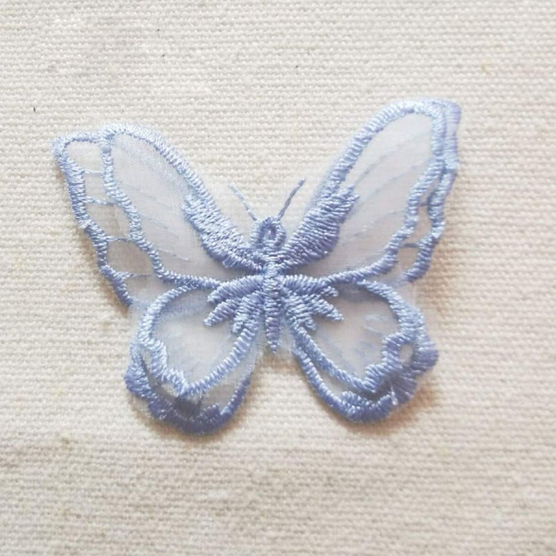 Microheal 10PCS Butterfly Lace Applique Organza Embroidery Lace Appliques Sewing Patches for Craft Projects (Pale Blue) - Image 2